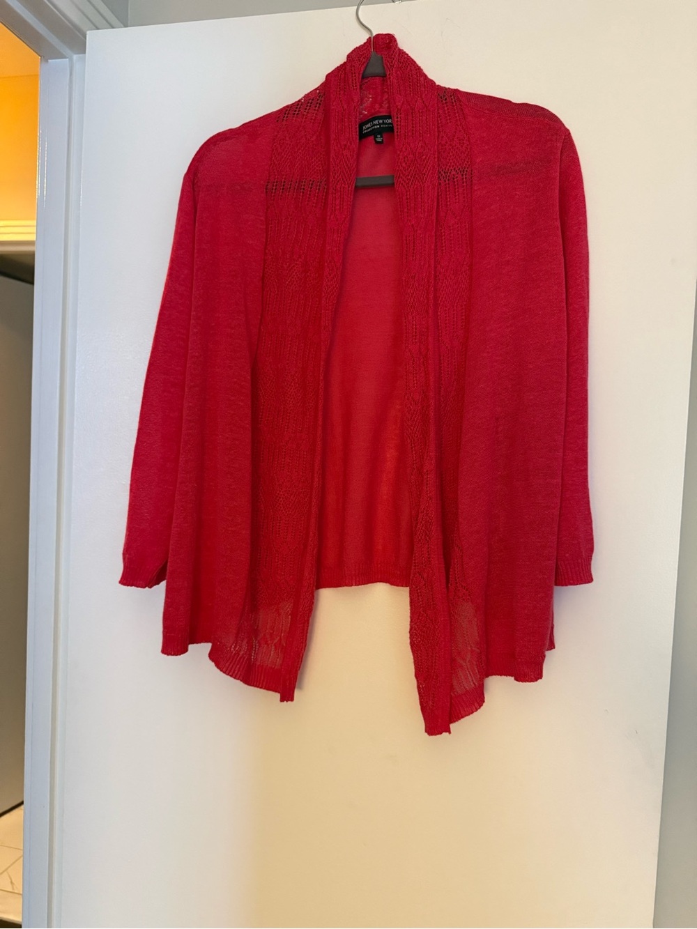 Jones New York Bold PinkOpen-Front Lightweight Cardigan
